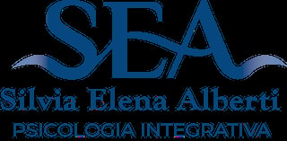 SEA logo with Silvia Elena Alberti text and Psicologia Integrativa subtitle in blue